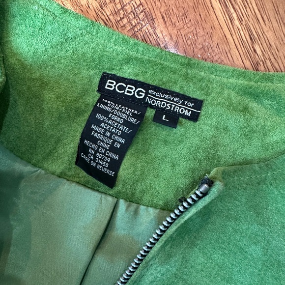 BCBG for Nordstrom; suede zip up jacket; Green; women’s Large - Picture 2 of 6